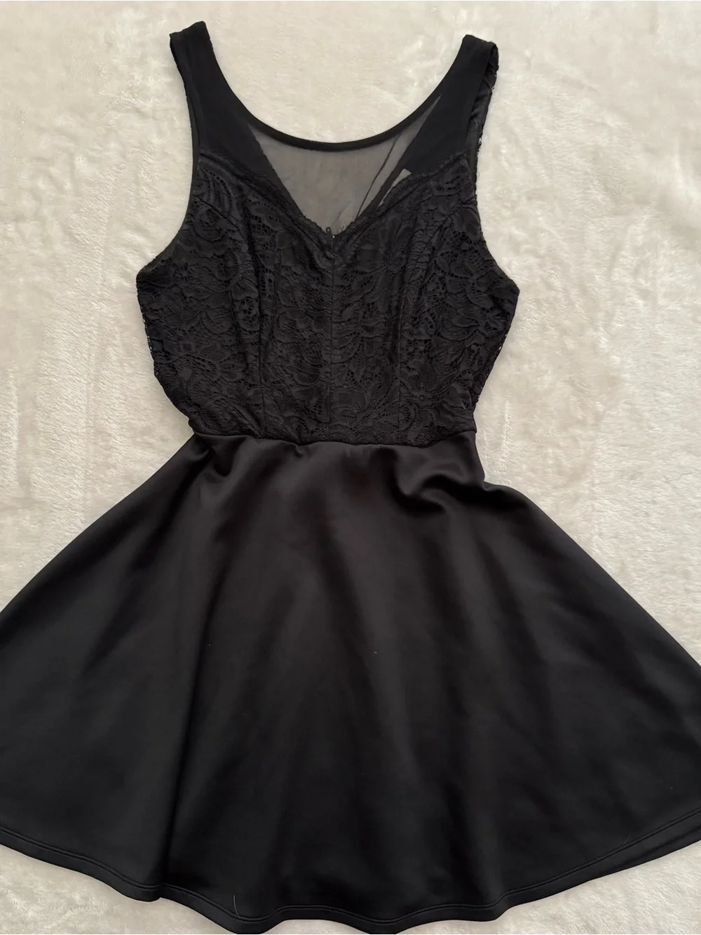 Black Lace Bodice A-Line Dress - Women